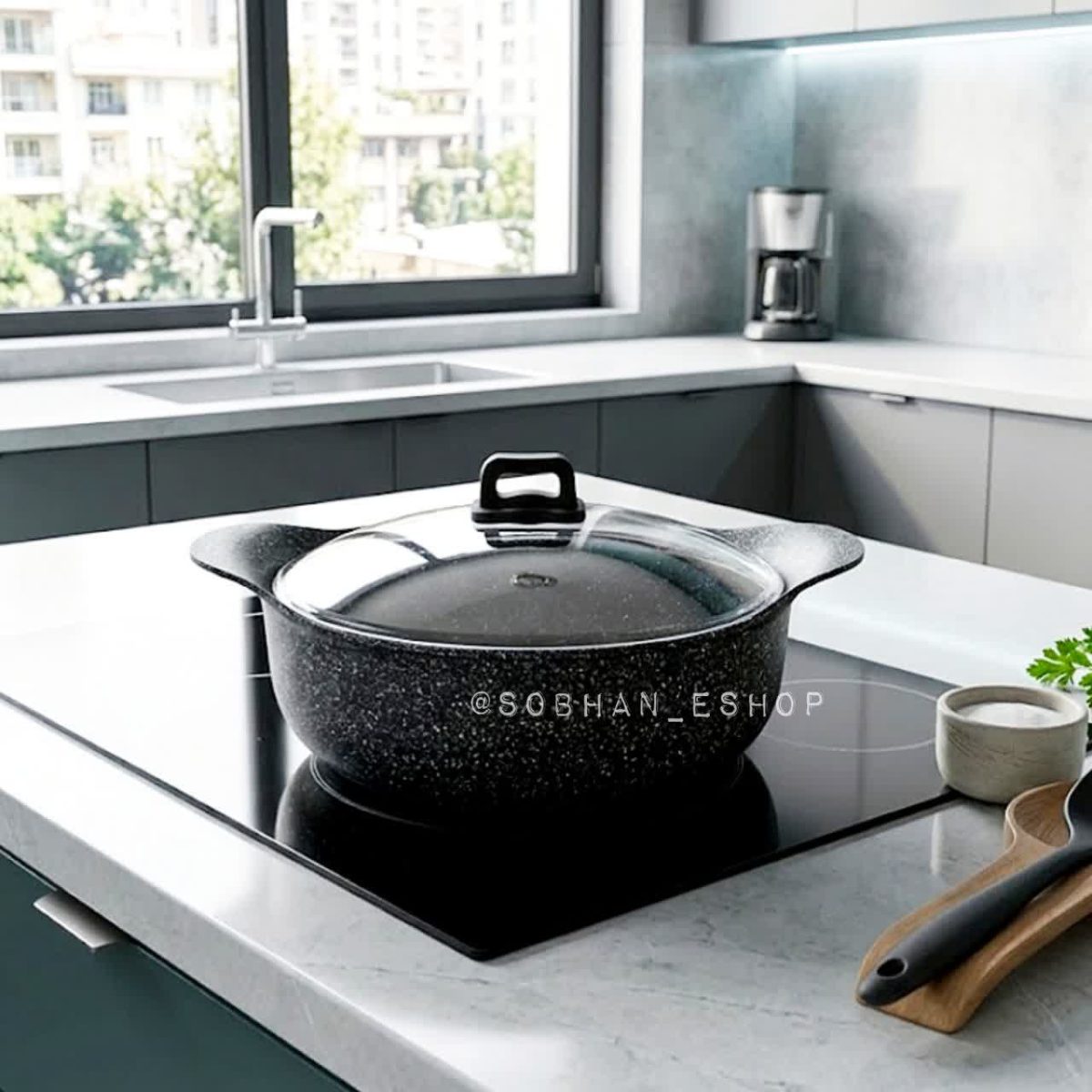 قیمت و خرید تابه گرانیتی دو دسته هاناتک مدل آدنا در سایزهای مختلف